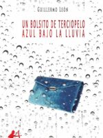 Un bolsito de terciopelo azul bajo la lluvia