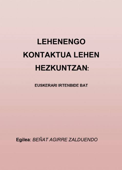 Lehenengo kontaktua lehen hezkuntza - euskerari irtenbide bat