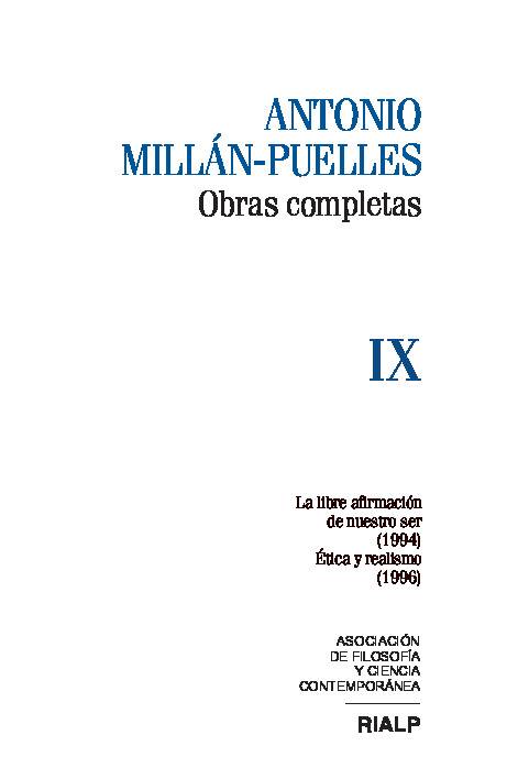Millán-Puelles. IX. Obras completas