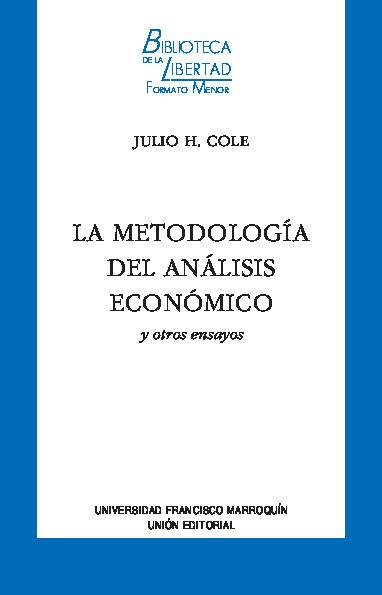 LA METODOLOGÍA DEL ANÁLISIS ECONÓMICO – VOL. 7