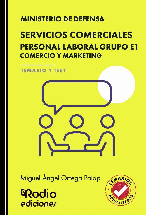 SERVICIOS COMERCIALES. Personal Laboral Grupo E1. Comercio y Marketing. Ministerio de Defensa. TEMARIO Y TEST. 2026/27
